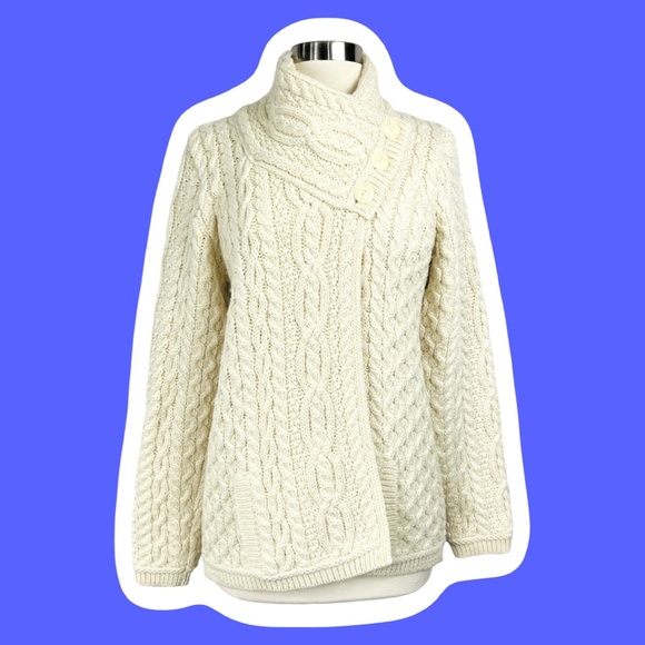 ARAN MŌR Sweaters - NWOT |•ARAN MŌR•| Beautiful Aran Cable Crossover Neck Sweater 100% Merino Wool